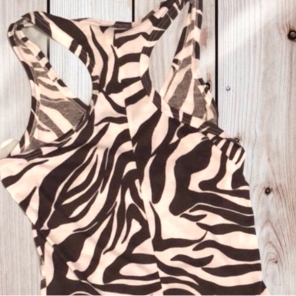 Dots White Zebra Print Detailed Tunic T-back Tank Top NWT - Picture 3 of 6